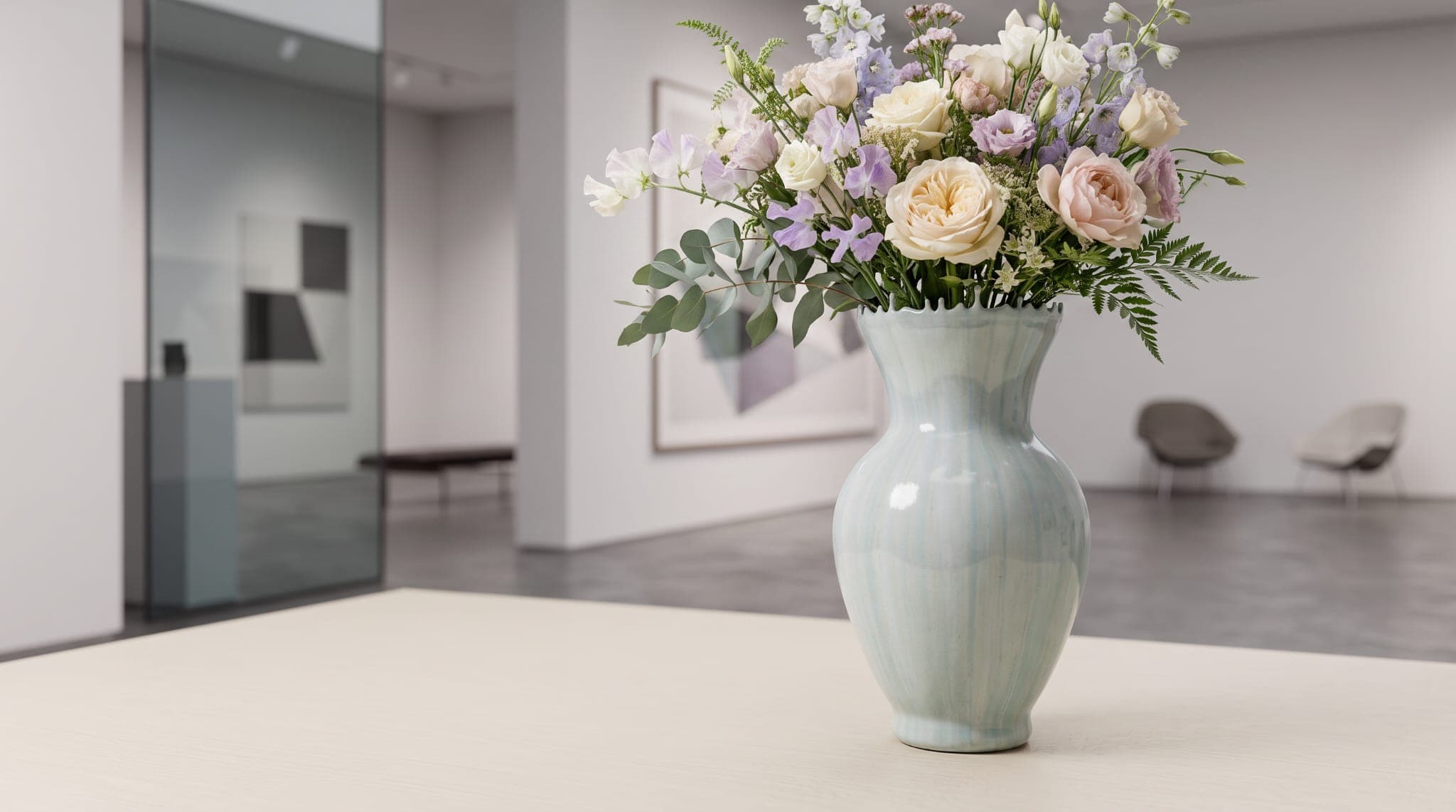 Mint marble Resin & Glass vase
