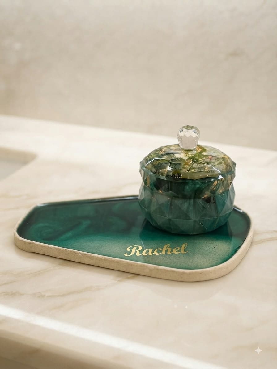 Emerald green Personalized Vanity Set