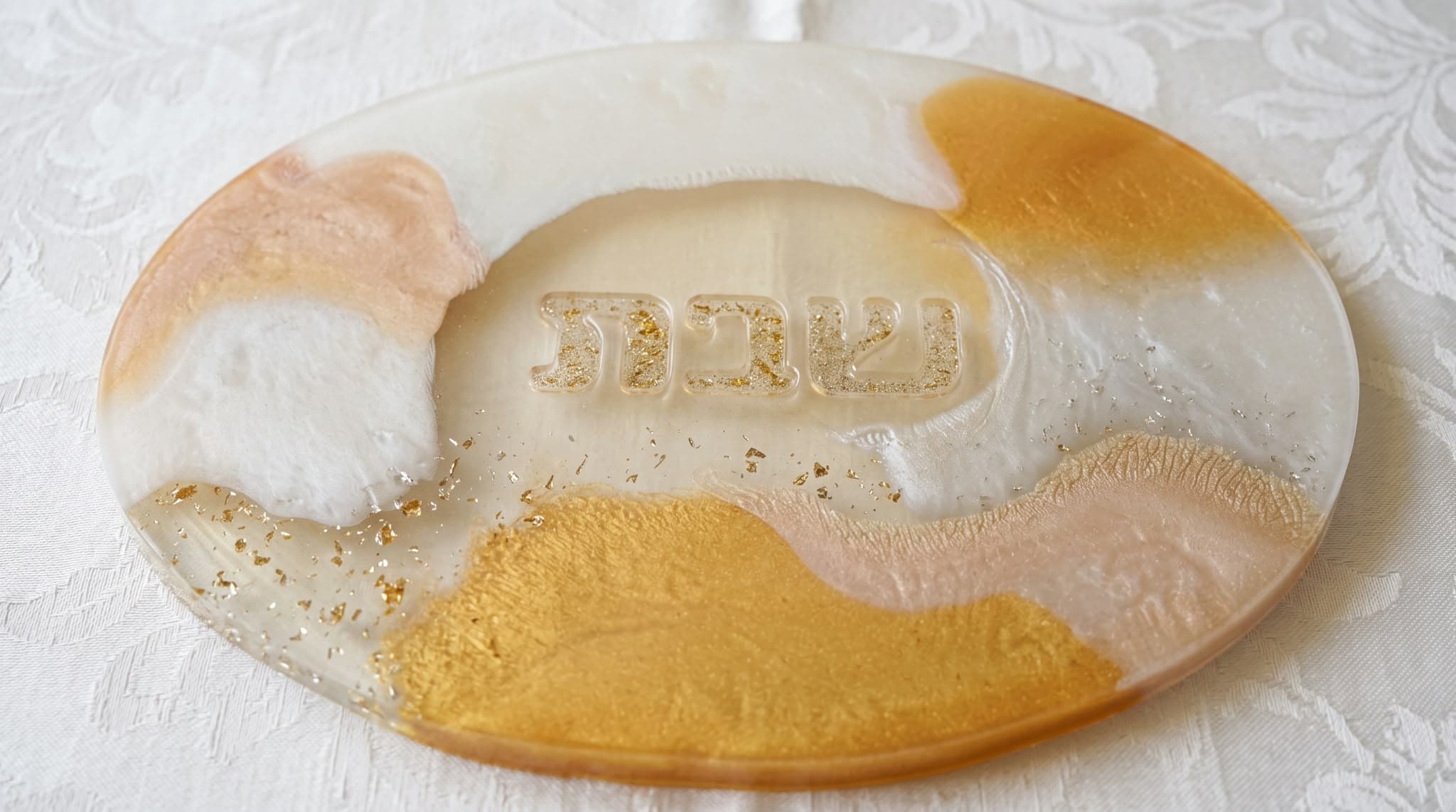 Pearl gold waves challah board