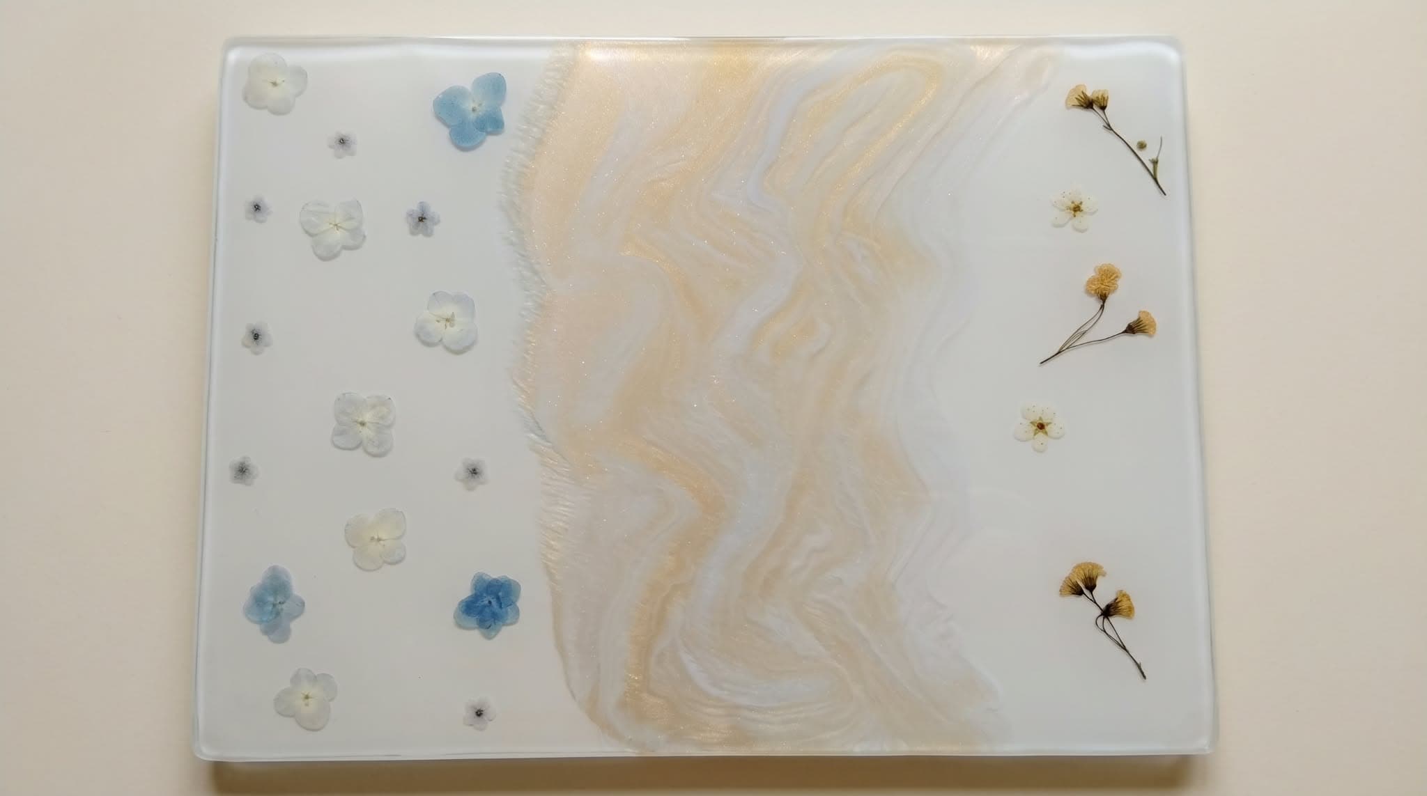 Serene Sky Blossoms Challah Board