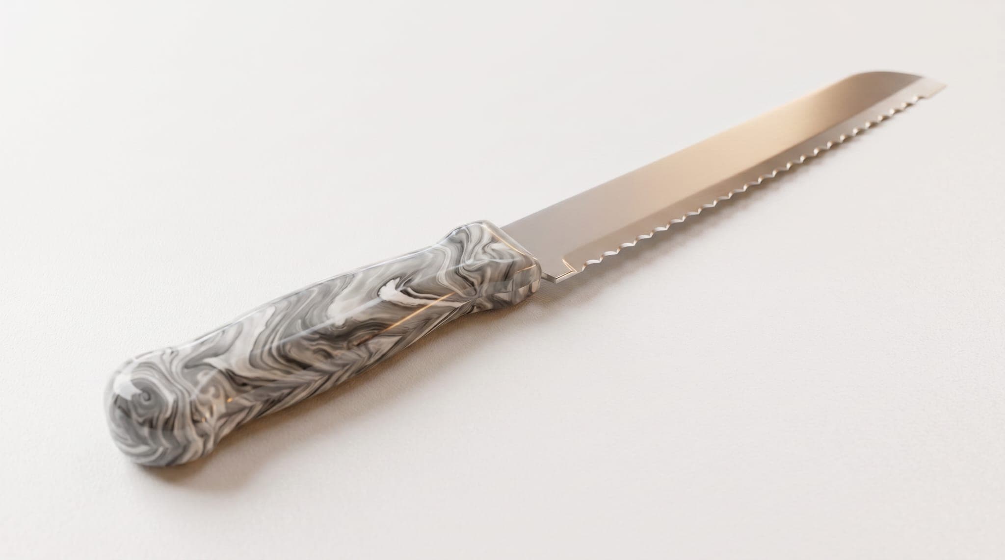 Grey white marbled challah knife
