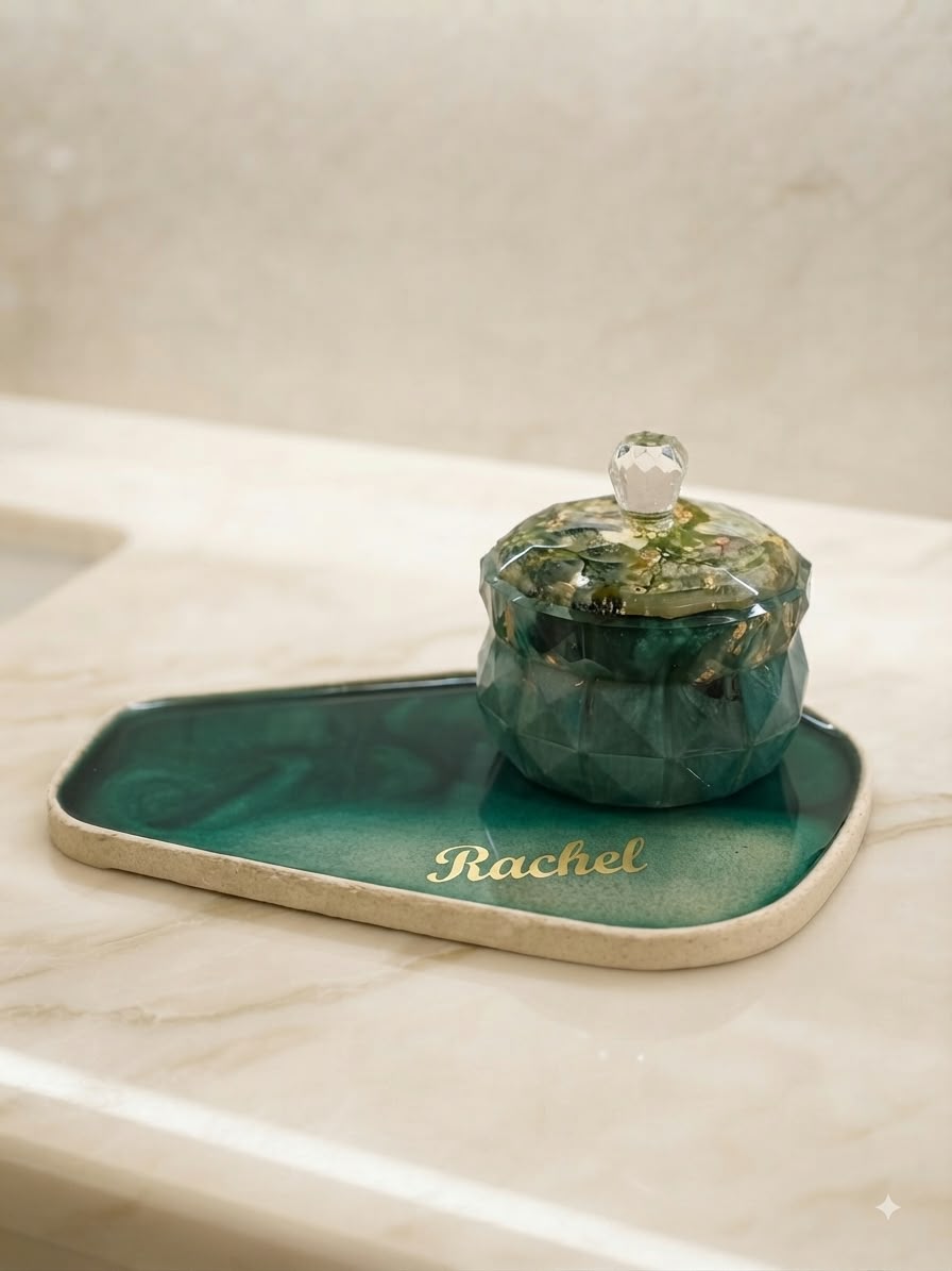 Emerald green Personalized Vanity Set