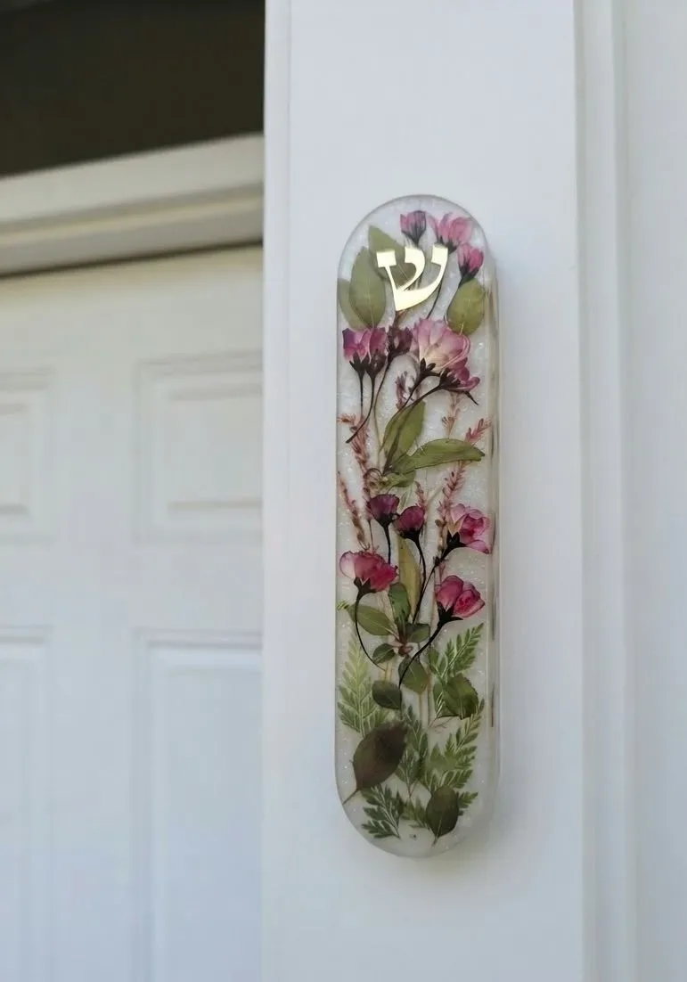 Purple Begonia Mezuzah Case