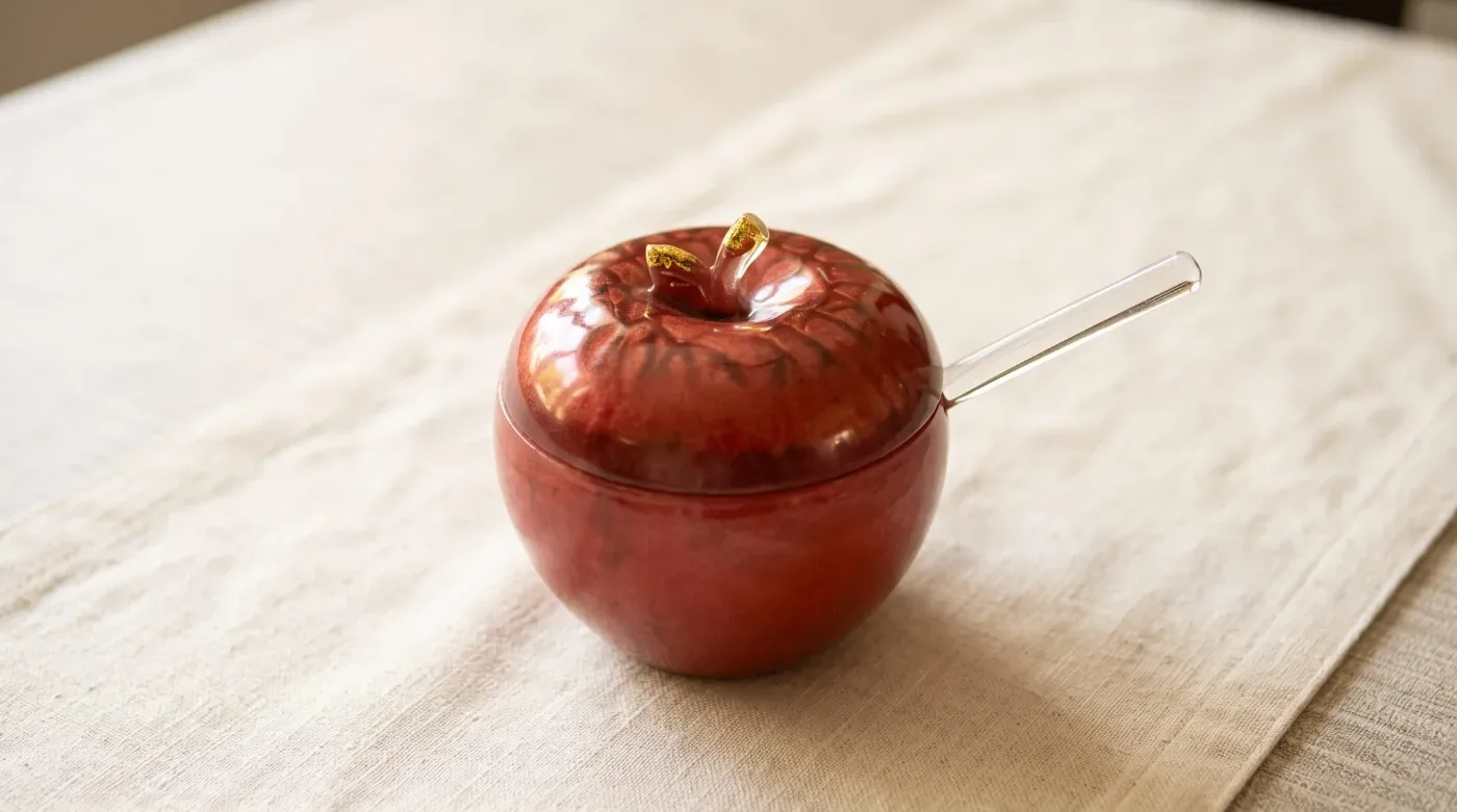 Ruby red apple honey dish